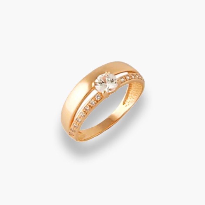 Золота каблучка з фіанітами на заручини Розмір 18.5 Артикул 11383101Е00
