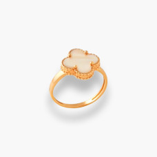 Золота каблучка з білим перламутром "Листок щастя"  Артикул 13225279Д00