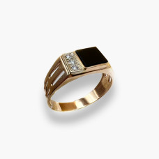 Золота печатка з чорним агатом   Артикул  1743