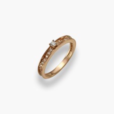 Золота каблучка з фіанітом на заручини   Артикул 380412