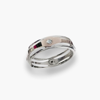 Срібна каблучка з золотими вставками та фіанітами . Розмір 18.5 Артикул 1668/18,5