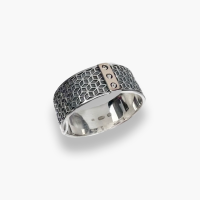 Срібна каблучка з золотими вставками та фіанітом .Розмір 20,5 Артикул 1687