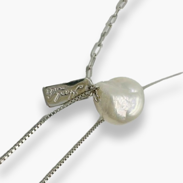 Срібне кольє з перлиною.  Довжина 45 см . Артикул  Cult.Pearl 76190.45