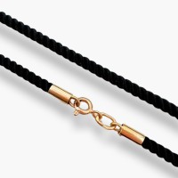 Шовковий шнурок із золотою застібкою.  Довжина 45 см.  Артикул  90226Чо-3.0