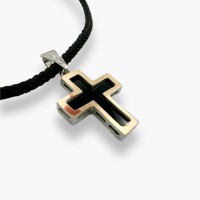 Срібний хрестик з золотою пластиною "Онікс". Артикул 579.