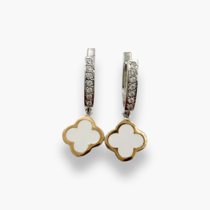 Срібні сережки Листок щастя з золотою пластиною . Артикул 1018