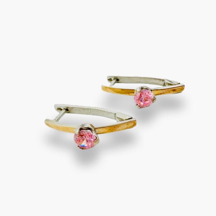 Срібні сережки з золотою пластиною . Артикул  2-1655ф-Rh