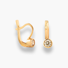 Золоті сережки дитячі з фіанітом . Артикул  1884