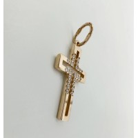 Золотий хрестик з фіанітами Артикул 310574110101