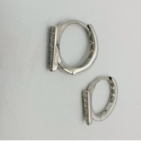 Срібні сережки кільця з фіанітами . Артикул CZ 72073