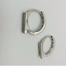 Срібні сережки кільця з фіанітами . Артикул CZ 72073