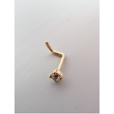 Золота сережка-пірсинг з фіанітом . Артикул  140001