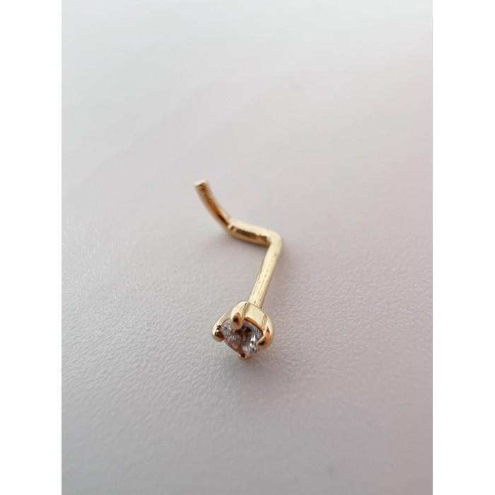 Золота сережка-пірсинг з фіанітом . Артикул  140001