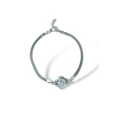 Срібний браслет з білим фіанітом Розмір 17,0 Артикул S-04-Bracelet-PD10