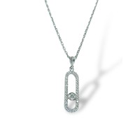 Срібне кольє з білим фіанітом Розмір 45.0 Артикул S-05-Necklace-PD100001