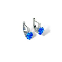 Срібні сережки з блакитним фіанітом Артикул S-02-Earrings-PD100005