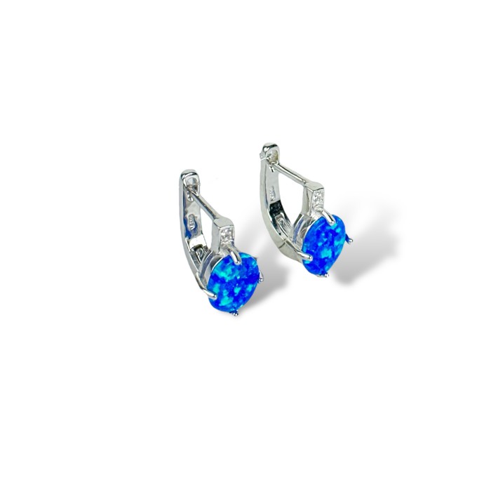 Срібні сережки з блакитним фіанітом Артикул S-02-Earrings-PD100005