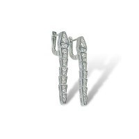Срібні сережки з білим фіанітом Артикул S-02-Earrings-BLG100001