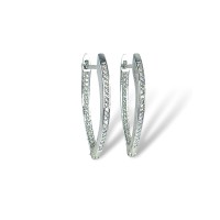 Срібні сережки з білим фіанітом Артикул S-02-Earrings-BLG100002