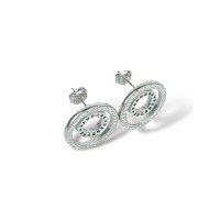 Срібні сережки з білим фіанітом Артикул S-02-Earrings-PD10/20