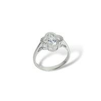 Срібна каблучка з білим фіанітом Розмір 18,5 Артикул S-01-Ring-PD100006