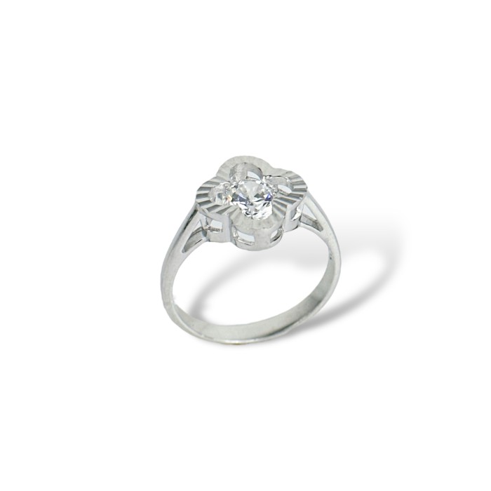 Срібна каблучка з білим фіанітом Розмір 18,5 Артикул S-01-Ring-PD100006