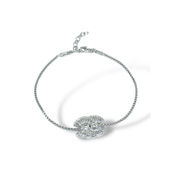 Срібний браслет з білим фіанітом Розмір 17.0 Артикул S-04-Bracelet-CRT100005