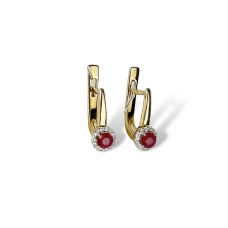 Золоті сережки з діамантами та рубіном Артикул 23149