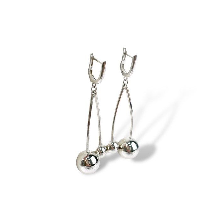 Срібні сережки з кульками. Артикул : TR-02-00036.