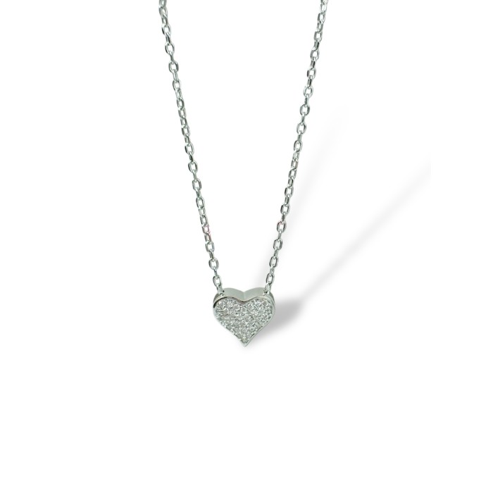 Срібне кольє "Серце" з фіанітами  Артикул 560102б