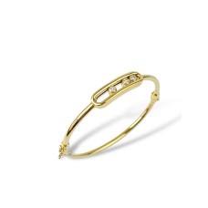 Золотий браслет з фіанітами Розмір 17.0 Артикул GS-04-BrcltBead03G-10