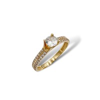 Золота каблучка на пропозицію з фіанітами. Розмір 18,5  Артикул 110886810101