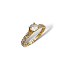 Золота каблучка на пропозицію з фіанітами.   Артикул 110886810101