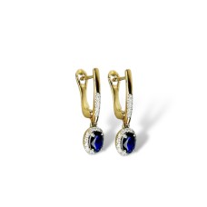 Золоті сережки з діамантами та сапфіром Артикул 23367
