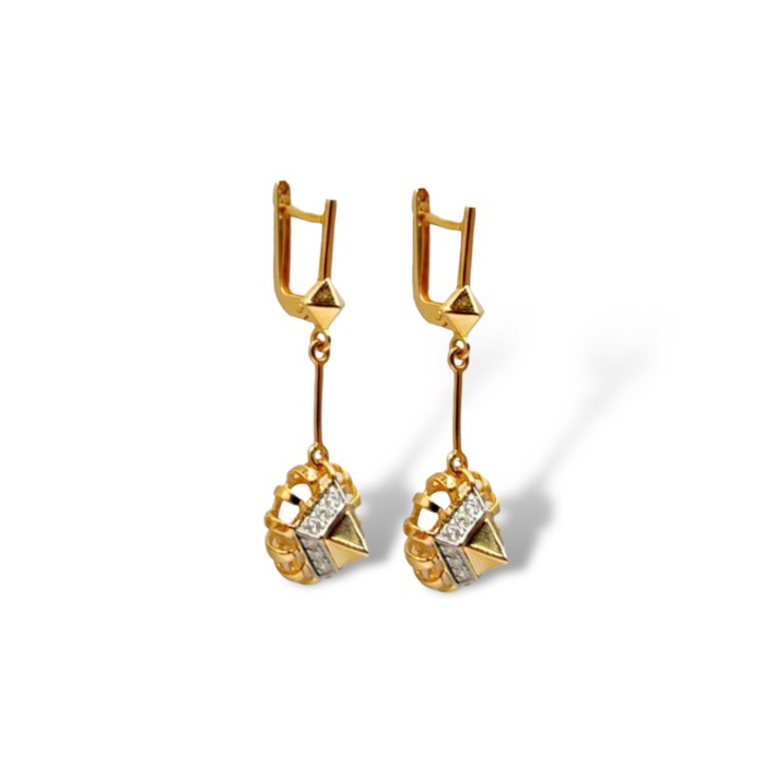 Золоті сережки з підвісками . Артикул 420417