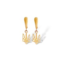 Золоті сережки з підвісками та тризубом Артикул 2-2068-з