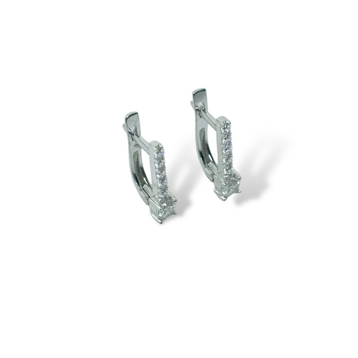 Золоті сережки з білого золота з цирконієм Артикул 2108352102