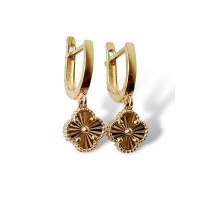 Золоті сережки "Листок щастя" Артикул GS-02-GOO-PND