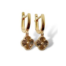 Золоті сережки "Листок щастя" Артикул GS-02-GOO-PND